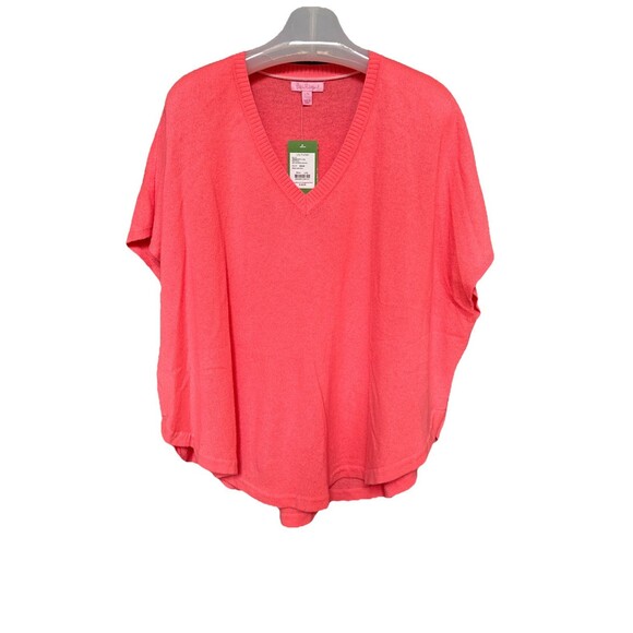 NWT Lilly Pulitzer New Size L/XL Zoe Cashmere Sweater Poncho Pink Sun Ray $198 - Picture 1 of 8